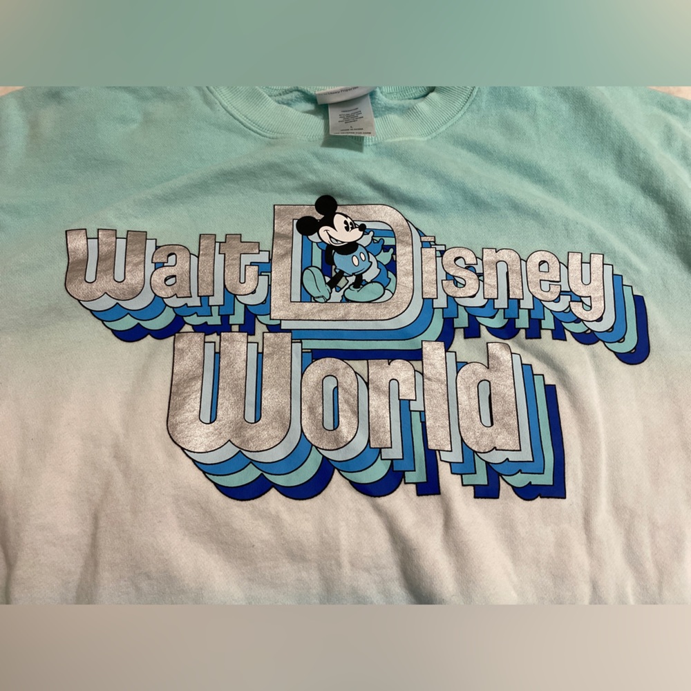 Walt disney world ombre retro sweatshirt L disney parks blues - Picture 8 of 8